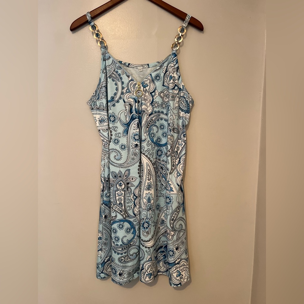 Paisley Dress, size Large, pockets, metal and working zipper detail